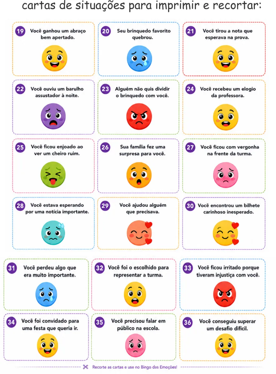 Jogo das emoções: BINGO para a identificação das emoções — amostra 4: Um jogo educativo divertido sobre as emoções, que…