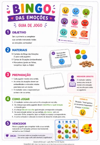 Jogo das emoções: BINGO para a identificação das emoções — capa do material
