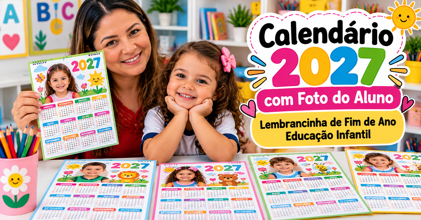 Calendário 2027 com Foto do Aluno: Lembrancinha Escolar