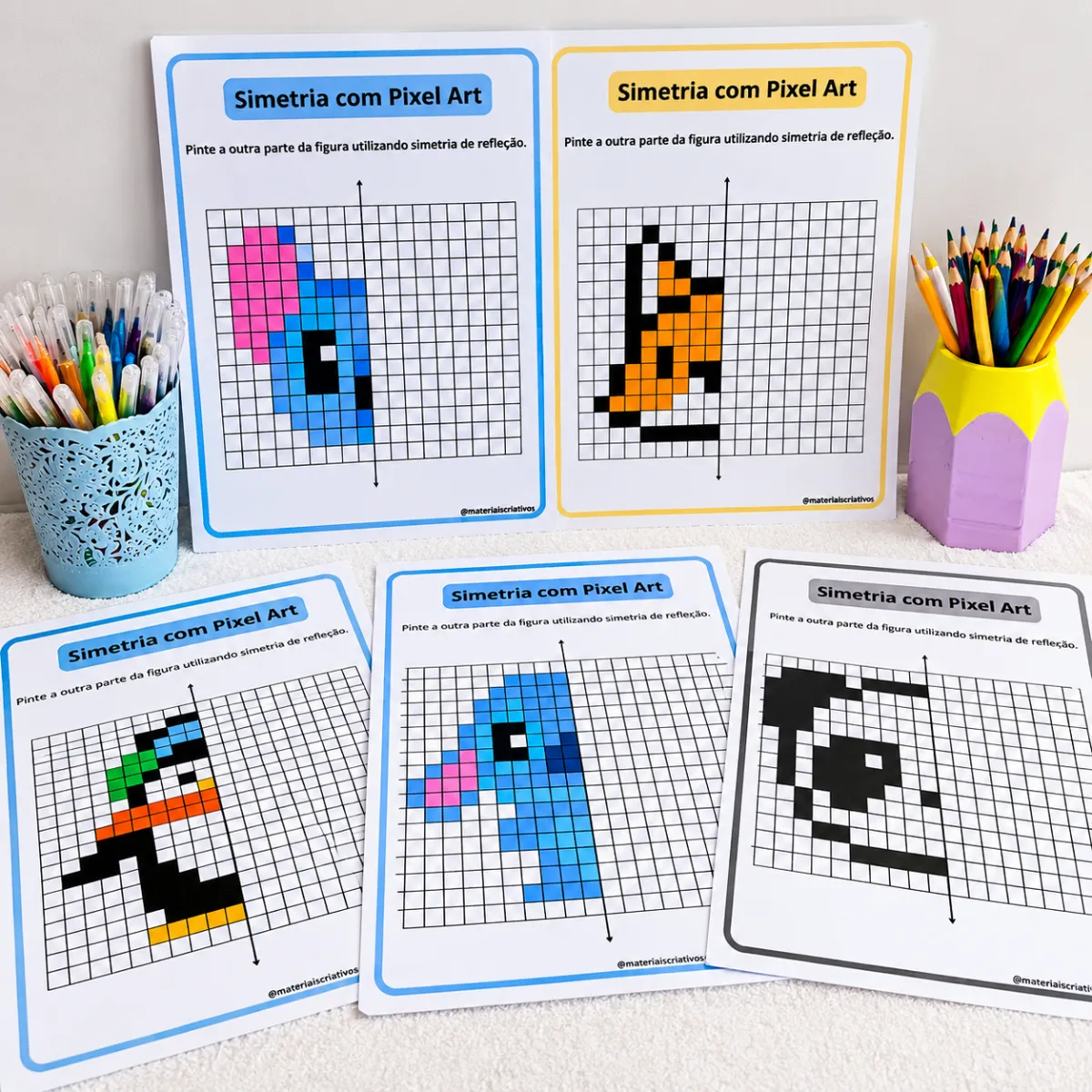 Simetria com Pixel Art – Atividade de Matemática — amostra 1: Ensine simetria de reflexão de forma lúdica e visual com…