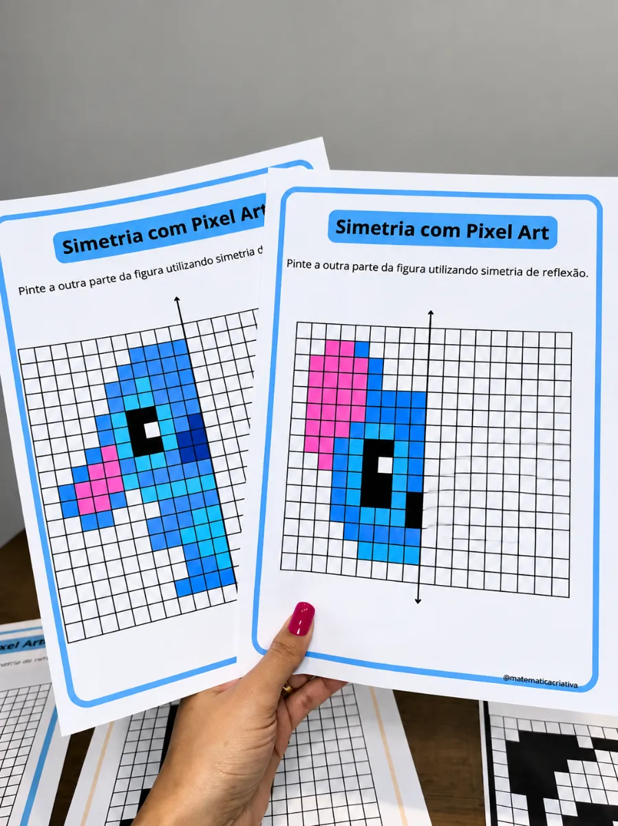 Simetria com Pixel Art – Atividade de Matemática — amostra 2: Ensine simetria de reflexão de forma lúdica e visual com…