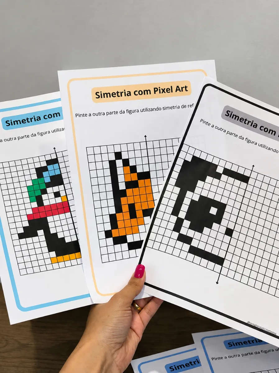 Simetria com Pixel Art – Atividade de Matemática — amostra 3: Ensine simetria de reflexão de forma lúdica e visual com…
