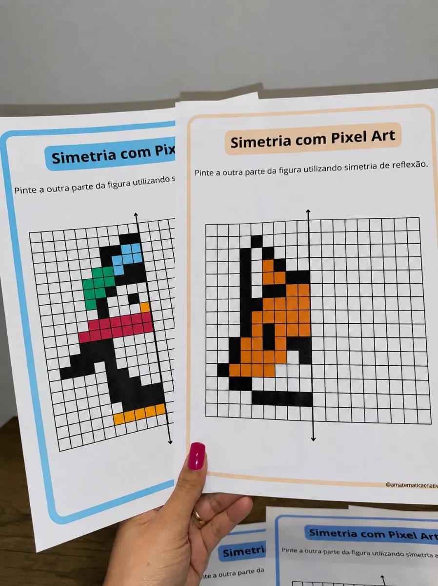 Simetria com Pixel Art – Atividade de Matemática — amostra 4: Ensine simetria de reflexão de forma lúdica e visual com…