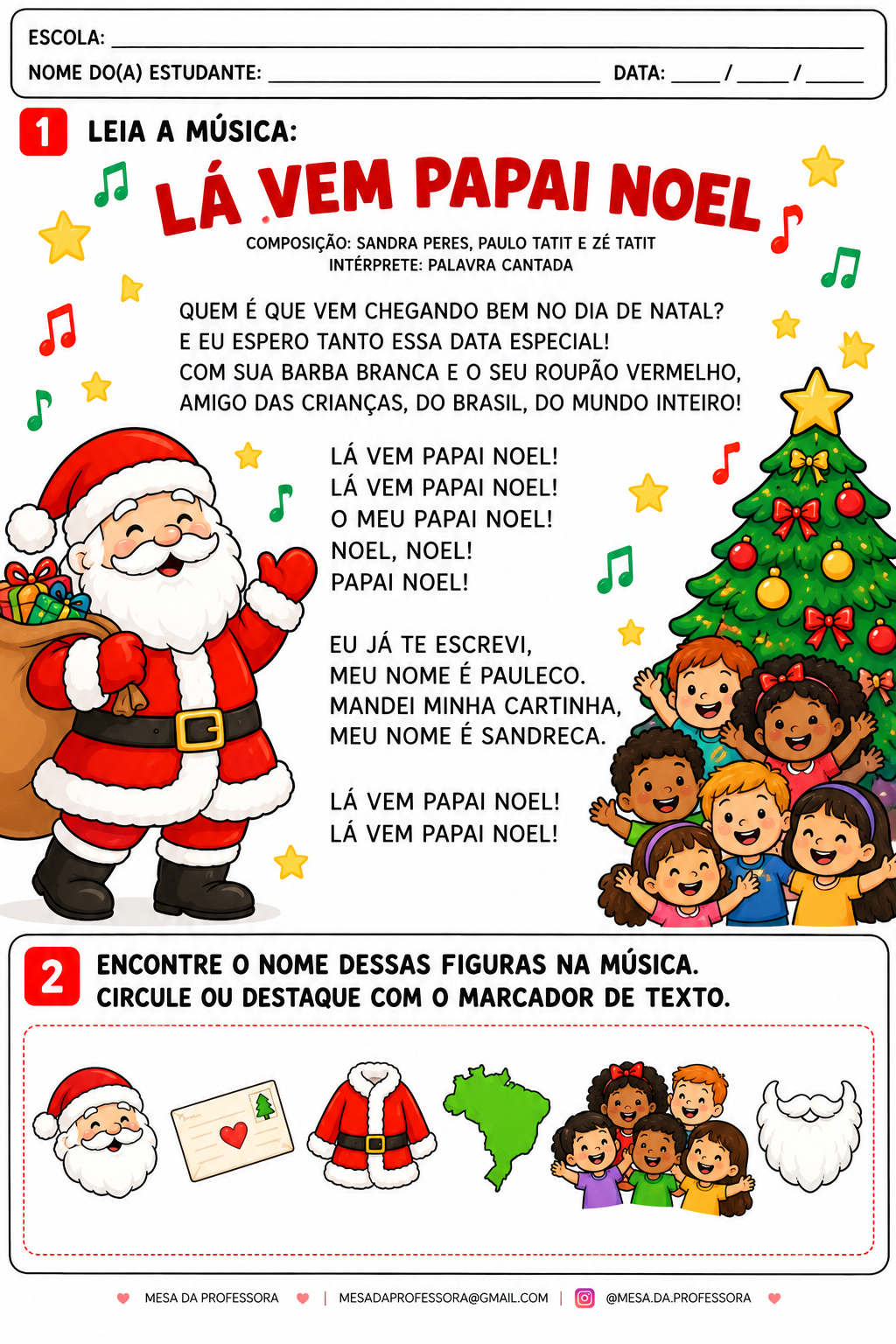 LÁ VEM PAPAI NOEL: ALFABETIZAÇÃO CONSTRUTIVISTA
