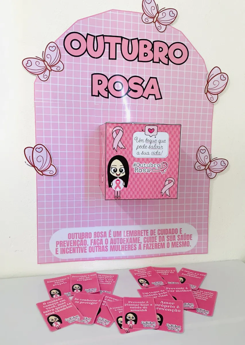 Caixa Outubro Rosa – Painel de Conscientização — amostra 4: Material pedagógico para trabalhar o Outubro Rosa de forma…