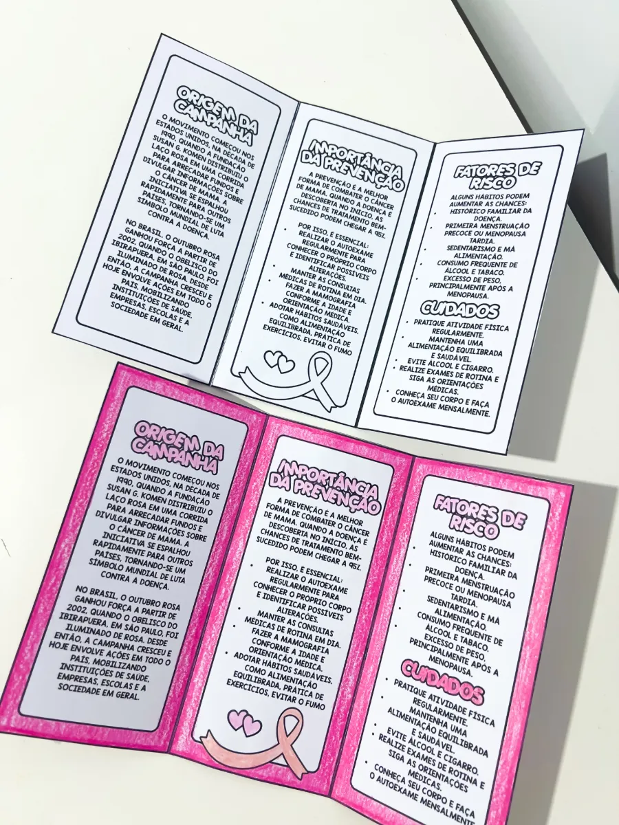 Folder Informativo Outubro Rosa — amostra 2: Ideal para professores e escolas