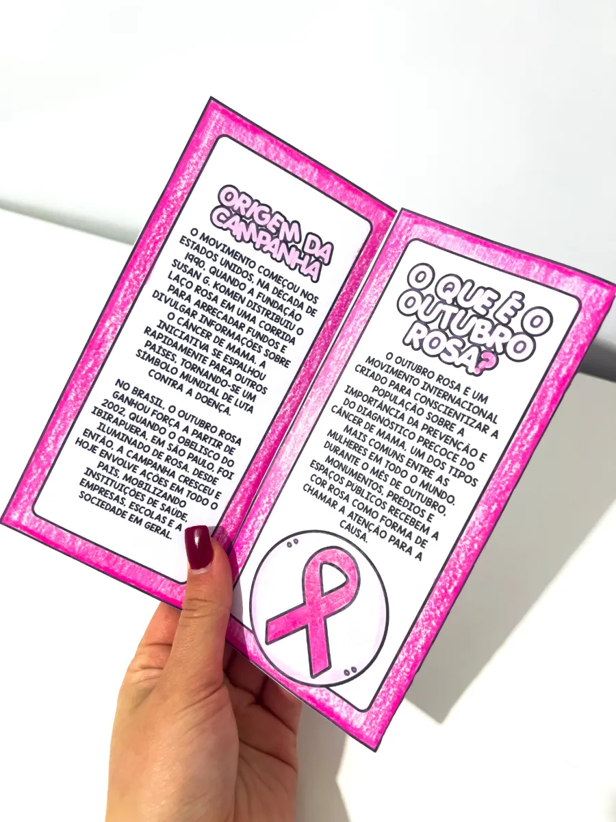 Folder Informativo Outubro Rosa — amostra 3: Ideal para professores e escolas