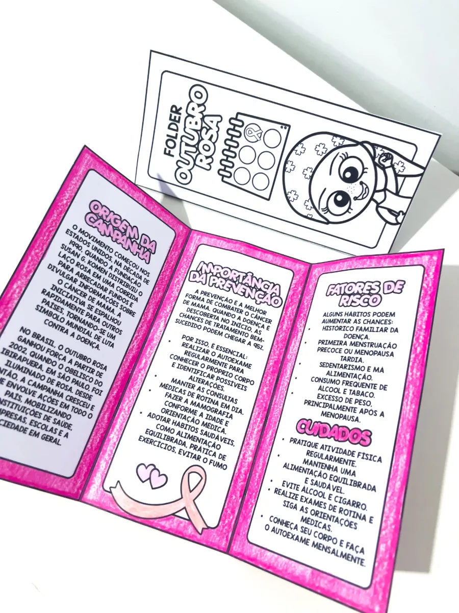 Folder Informativo Outubro Rosa — amostra 7: Ideal para professores e escolas
