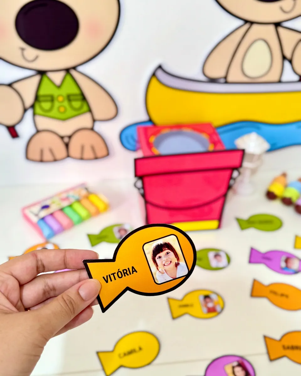 Kit Pescaria dos Nomes | Nome Próprio na Educação Infantil | Atividade Lúdica com Crachás — amostra 3: Atividade lúdica e…