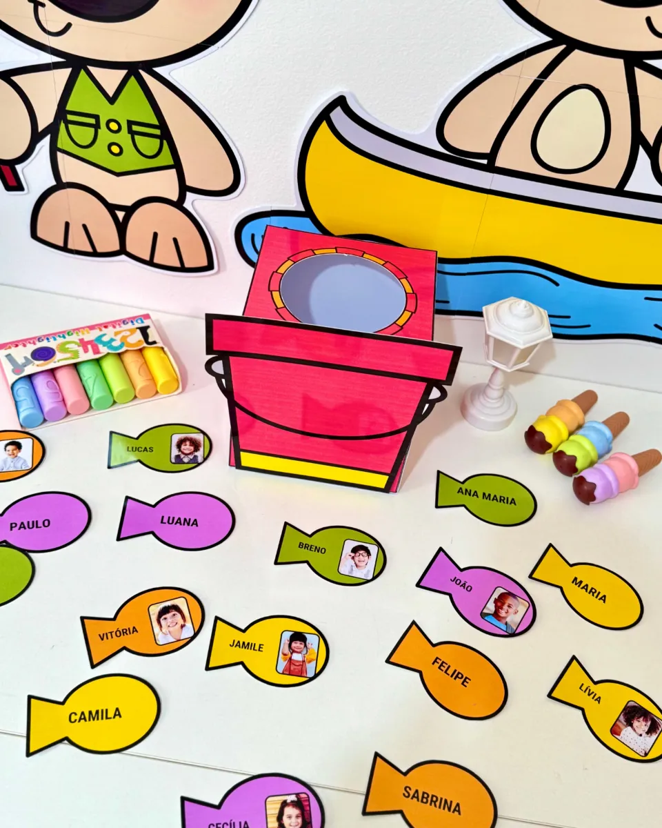 Kit Pescaria dos Nomes | Nome Próprio na Educação Infantil | Atividade Lúdica com Crachás — amostra 4: Atividade lúdica e…