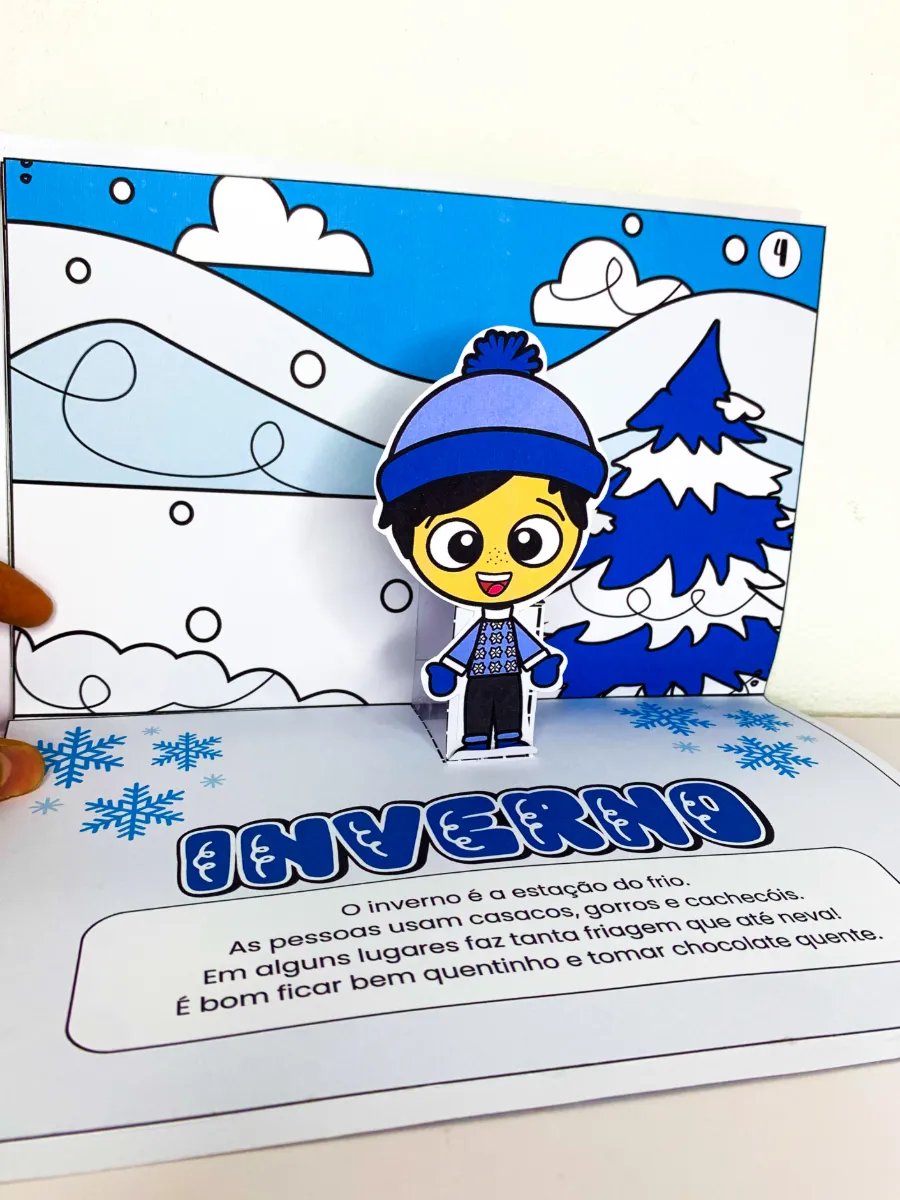 Livro 3D As Quatro Estações – Atividade para Educação Infantil — amostra 5: Material pedagógico interativo para ensinar as…