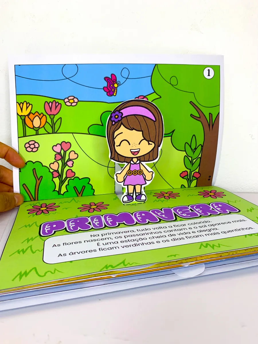 Livro 3D As Quatro Estações – Atividade para Educação Infantil — amostra 1: Material pedagógico interativo para ensinar as…
