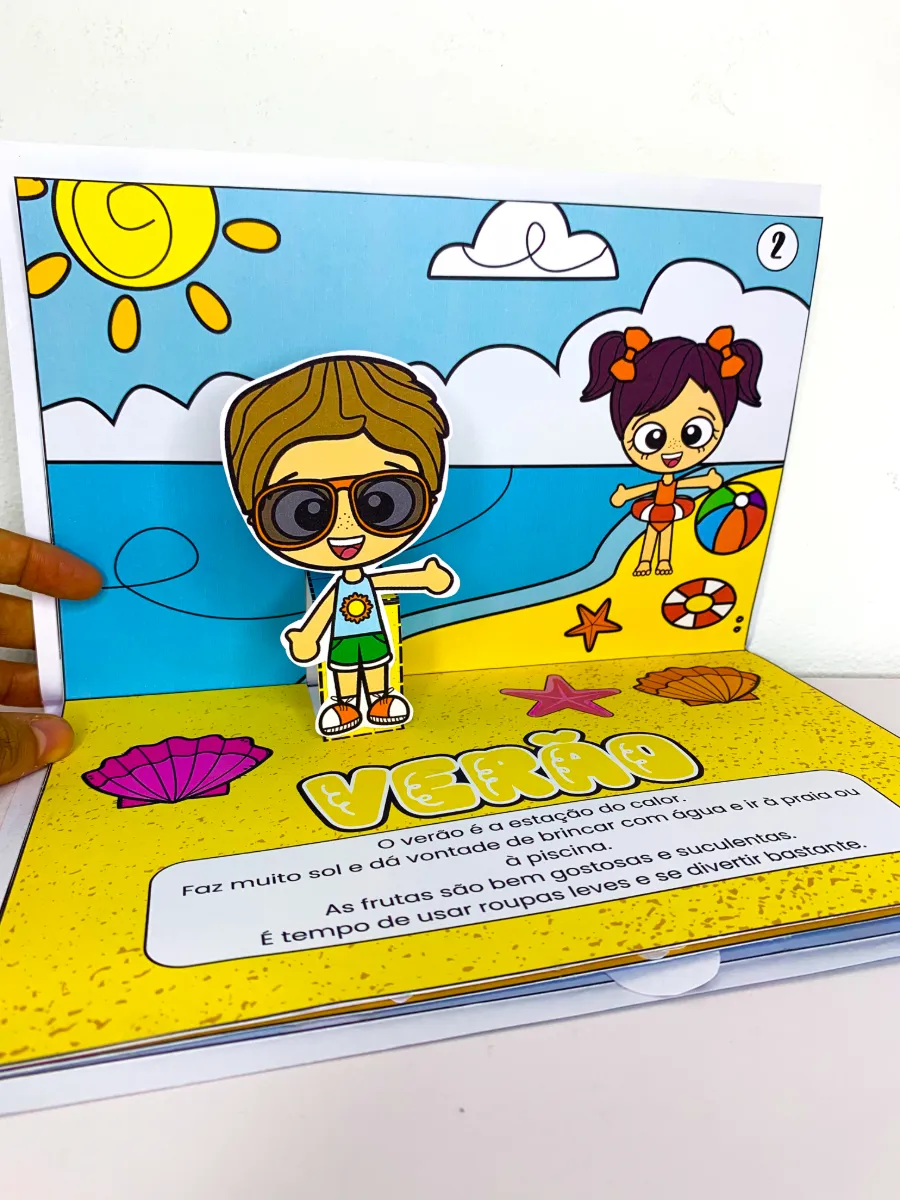 Livro 3D As Quatro Estações – Atividade para Educação Infantil — amostra 3: Material pedagógico interativo para ensinar as…